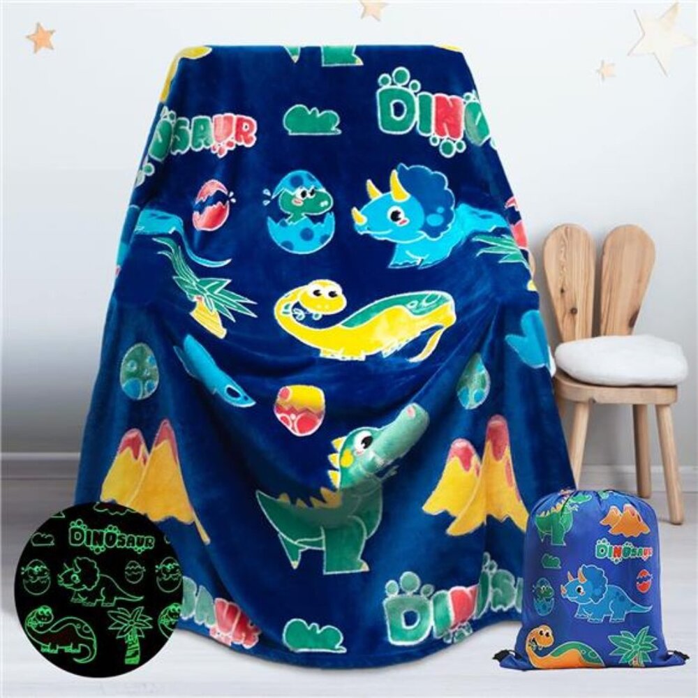 Glow in The Dark Dinosaur Blanket Gifts for 1-10 Year Old Boys Girls
